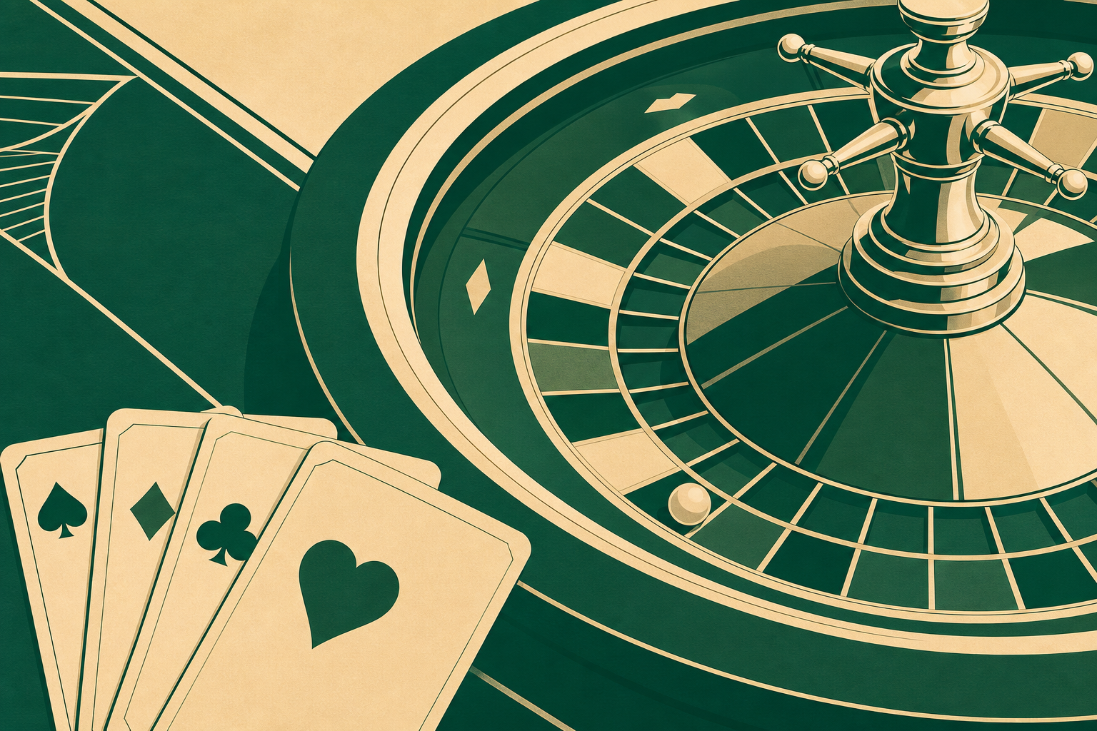 Stylised live roulette and cards illustration